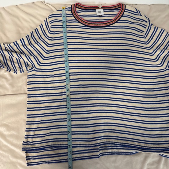 Cabi Style 5830 Striped Crew Neck Long Sleeve Sweater Top Knit XL Blue - Picture 9 of 9